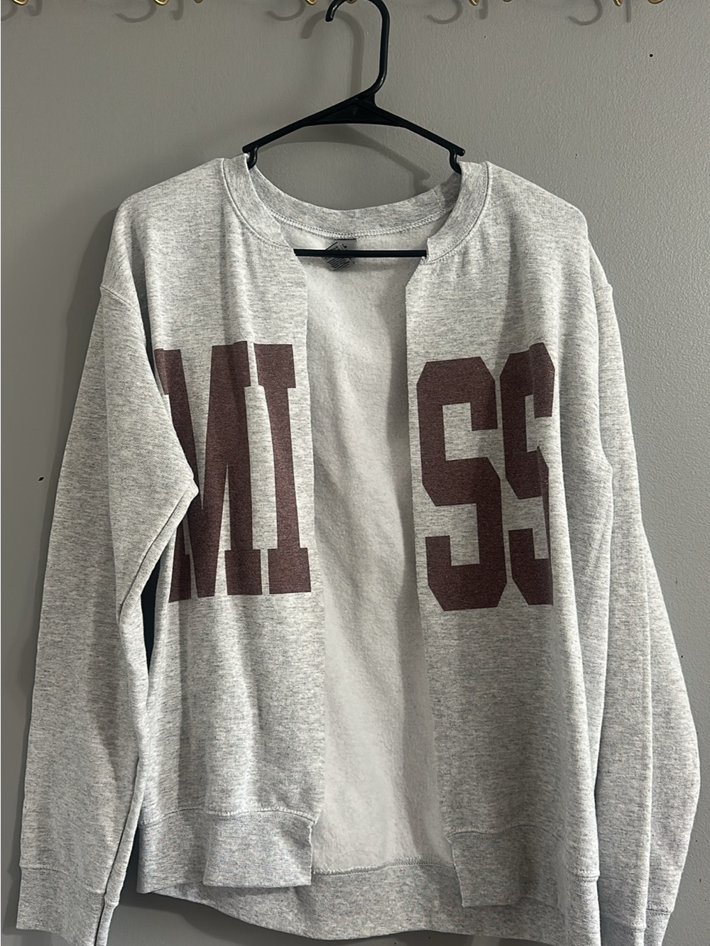 Gildan Light Gray Open-Front Sweatshirt Jacket with Maroon Block Letters